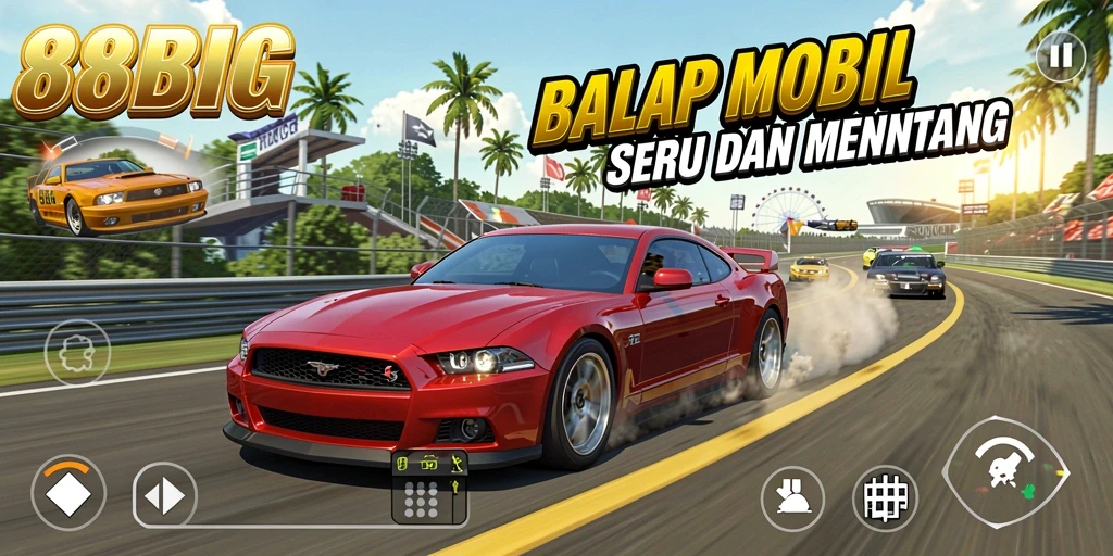 Gameplay menegangkan dalam balapan mobil di 88BIG.