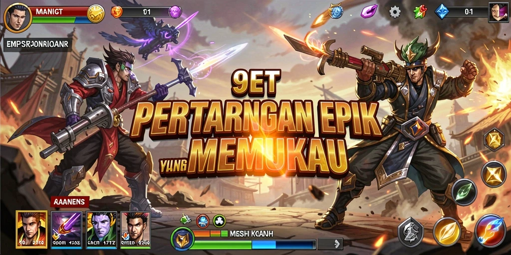 Gameplay seru 9ET dengan pertarungan karakter yang dinamis.