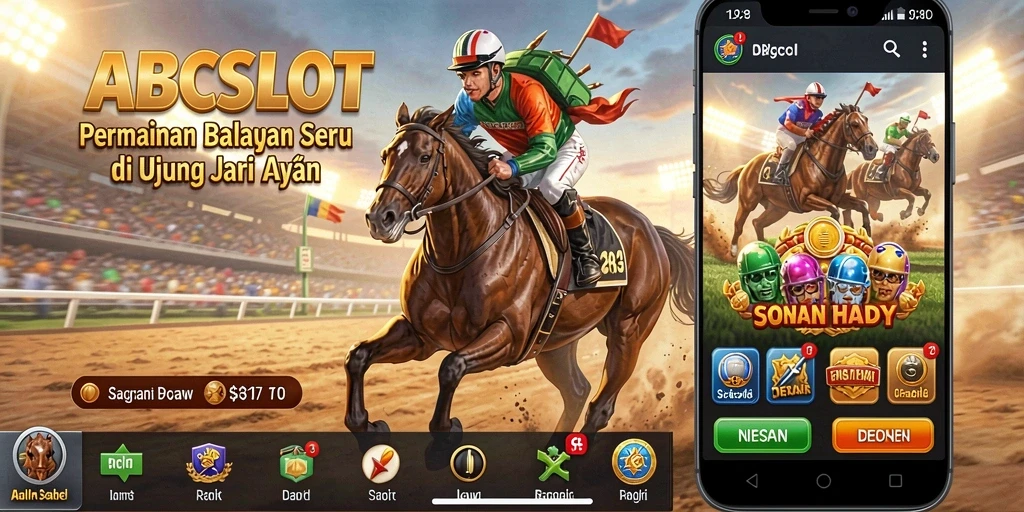Screenshot gameplay ABCSLOT menampilkan aksi balapan yang mendebarkan.