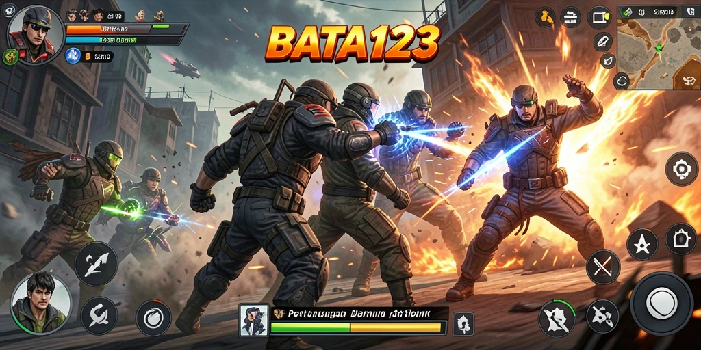 Tampilan utama <strong>BATA123</strong> menunjukkan pertarungan intens dalam game Action.