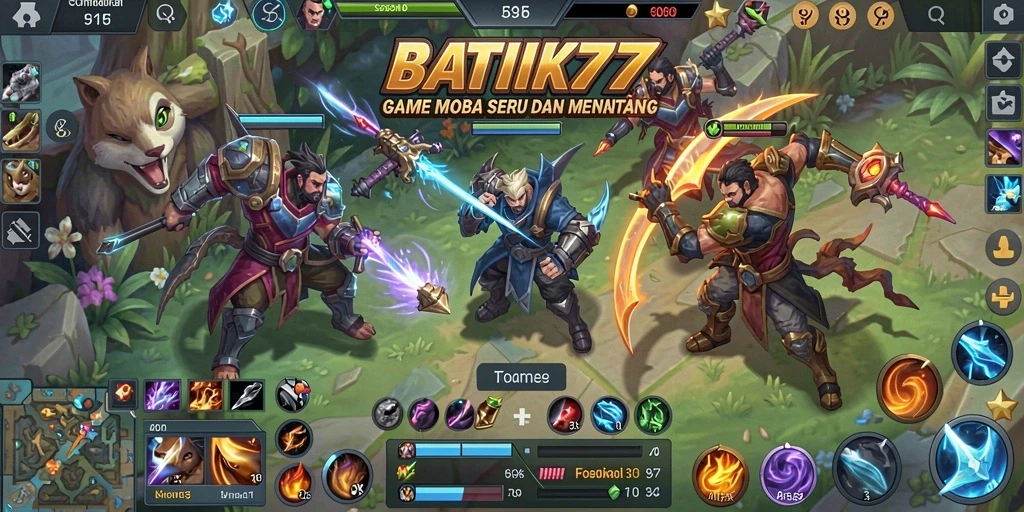 Tampilan screenshot BATIK77 memperlihatkan aksi seru dalam pertempuran MOBA.