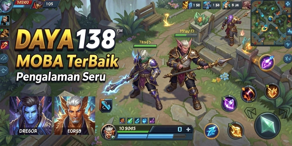 Tangkapan layar utama DAYA138 menampilkan aksi seru dalam permainan MOBA.