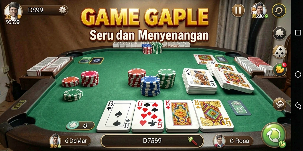 Tampilan gameplay seru DS99 dalam permainan Gaple.