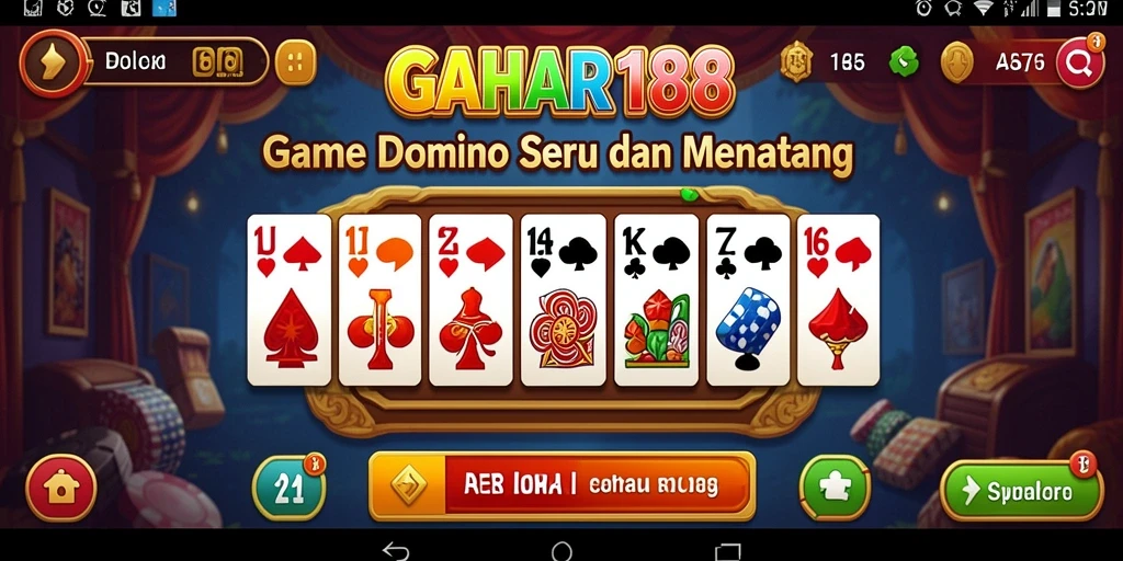 Screenshot GAHAR188 menampilkan serunya bermain Domino dengan teman.