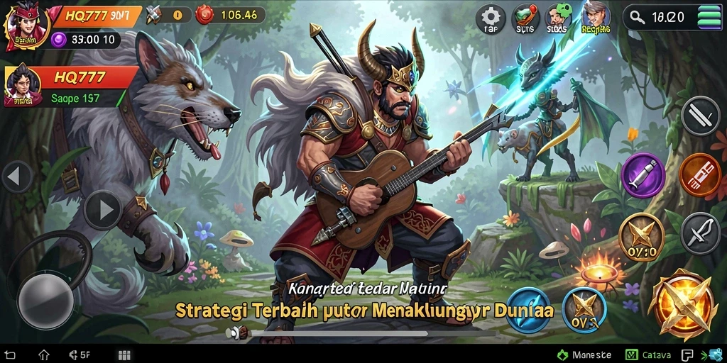 Tangkapan layar gameplay HQ777 menampilkan pertempuran strategi yang mendebarkan.