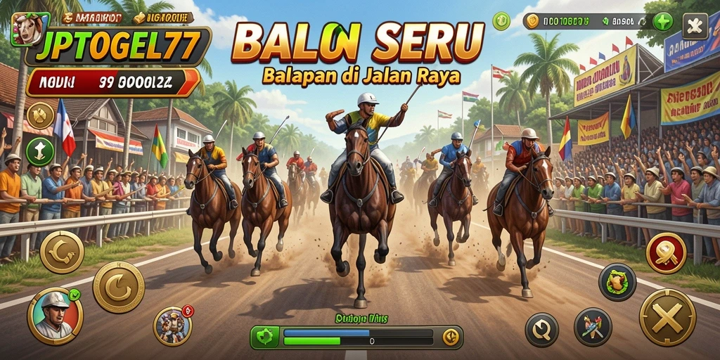 Screenshot gameplay JPTOGEL77 menampilkan aksi balapan yang menegangkan.