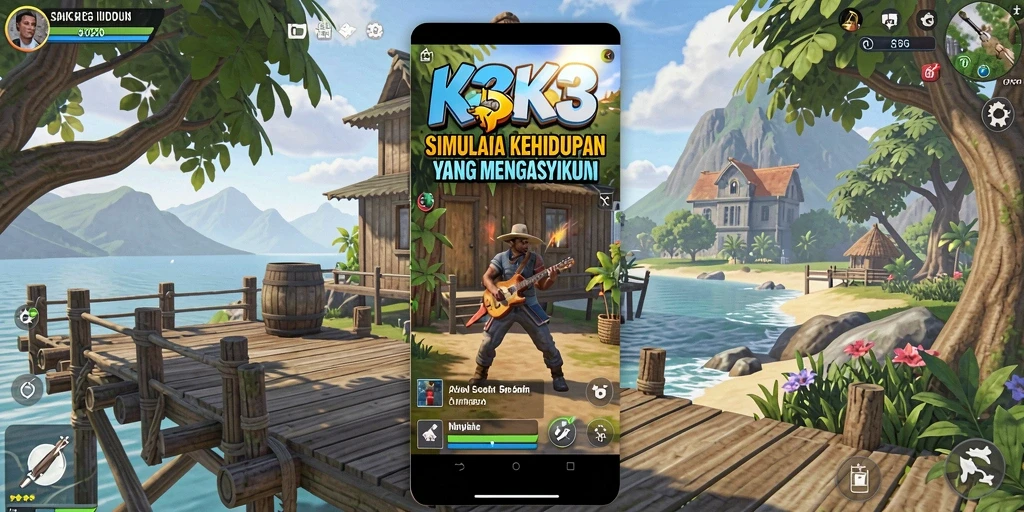 Screenshot menampilkan gameplay menarik dari K3K3 dengan aksi simulasi yang dinamis.