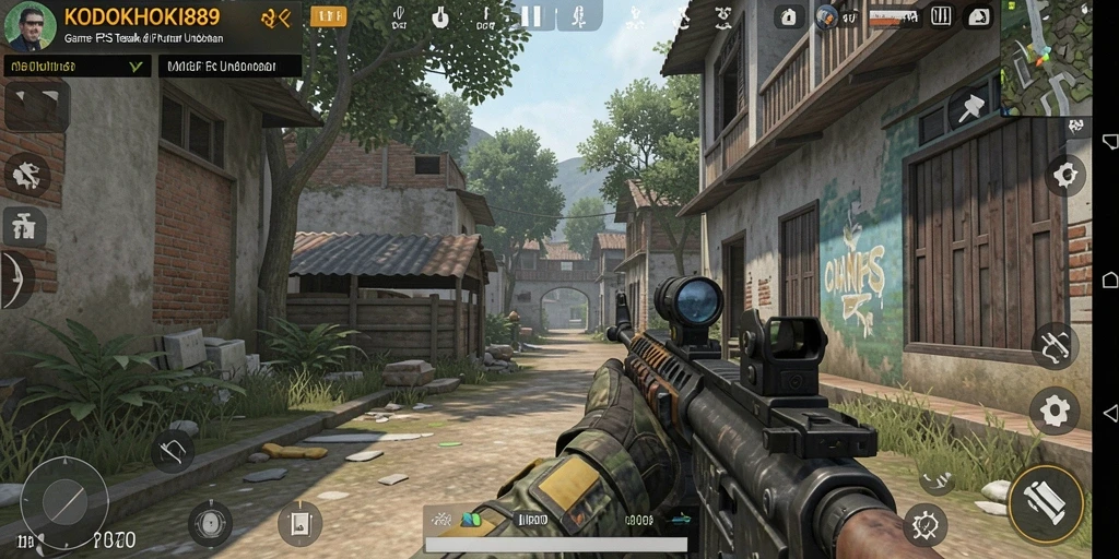 Tampilan gameplay menegangkan dari KODOKHOKI889 saat baku tembak.