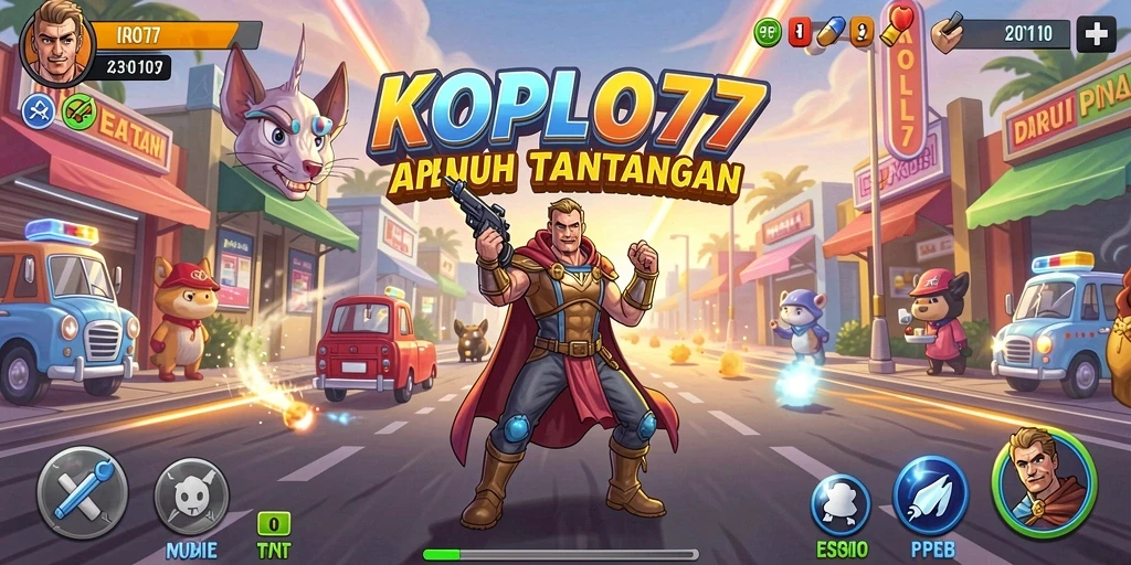 Screenshot menunjukkan tampilan gameplay seru KOPLO77 dengan grafis cerah.