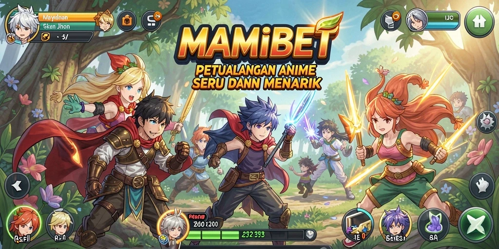 Screenshot gameplay MAMIBET menampilkan pertempuran seru dengan karakter anime.