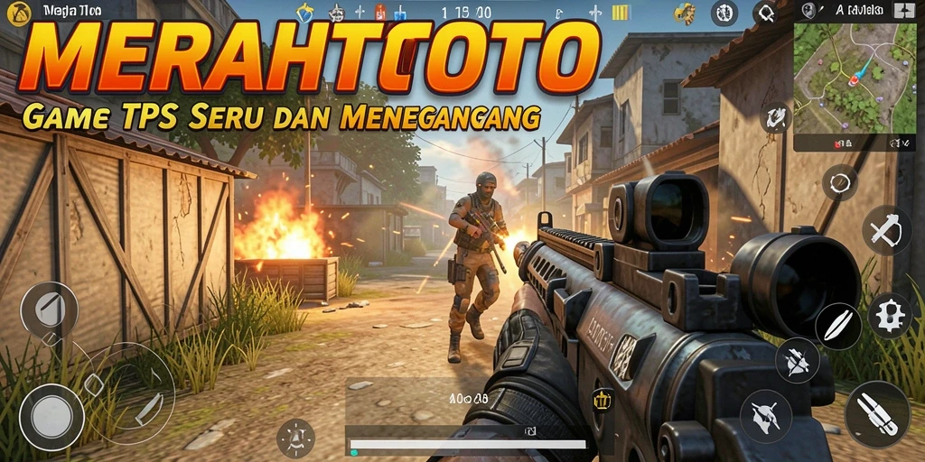 Screenshot MERAHTOTO menampilkan aksi tembak-menembak yang intens.