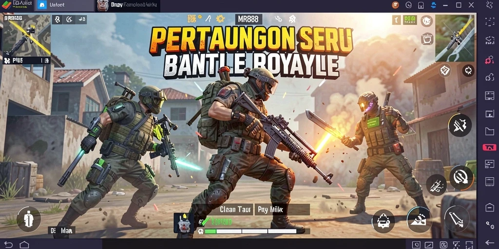 Screenshot MR888 menampilkan gameplay Battle Royale yang penuh aksi.