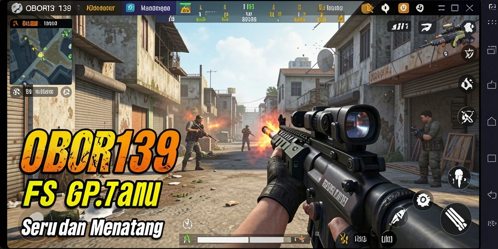 Menampilkan aksi seru dalam gameplay FPS OBOR138.