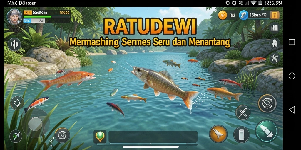 Tampilan gameplay RATUDEWI yang seru dan menantang saat memancing.