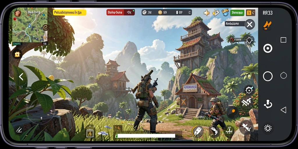 Screenshot gameplay menampilkan karakter menjelajahi dunia Open World yang luas.