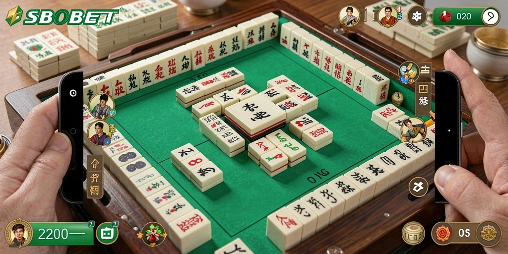 Tampilan gameplay Mahjong dalam SBOBET yang seru dan menarik.