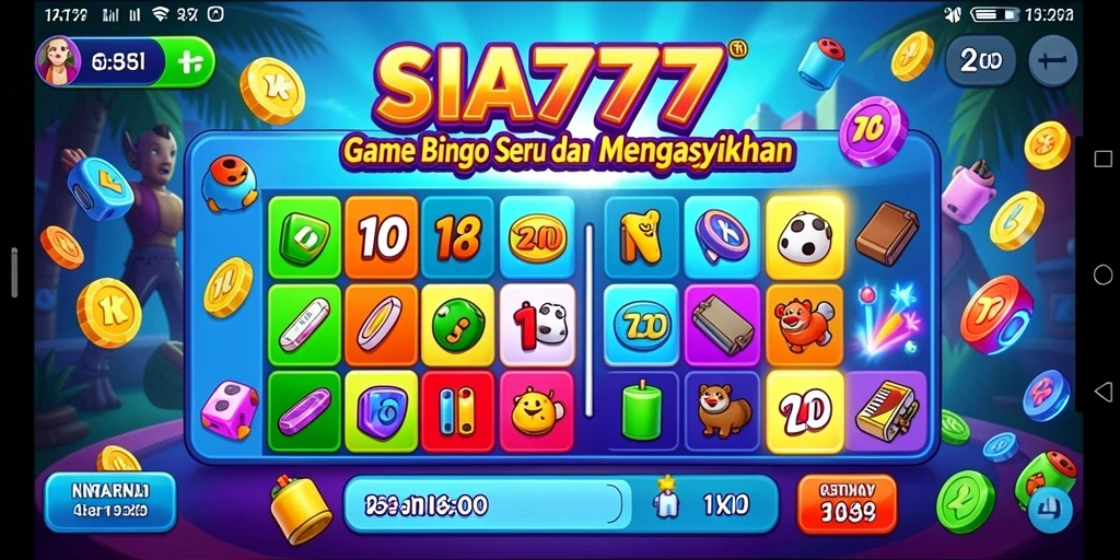 Screenshot gameplay Bingo SIA777 menunjukkan suasana permainan yang seru.
