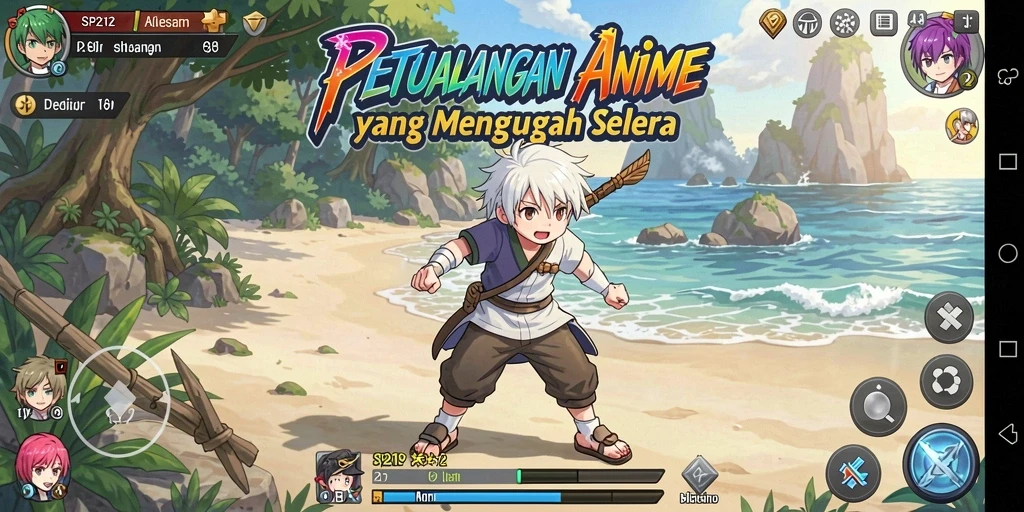 Tampilan gameplay menarik dari SP212 dengan karakter anime yang berwarna-warni.