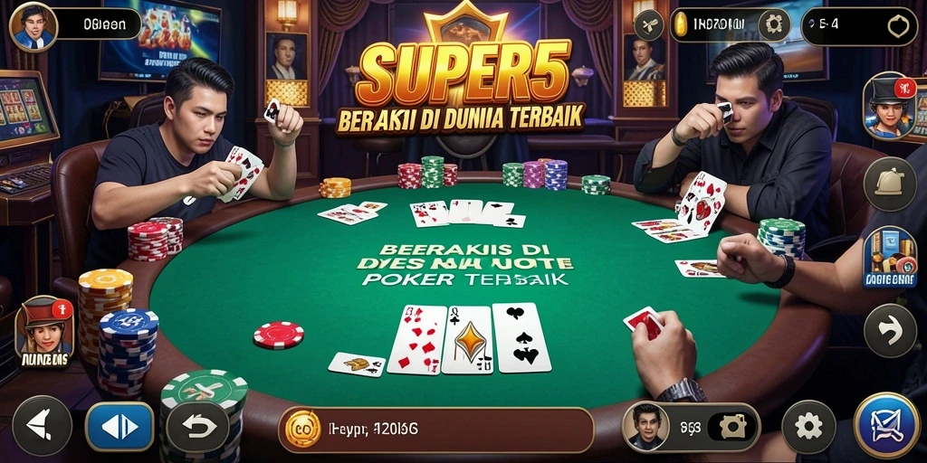 Tampilan gameplay poker yang seru dan menarik dari SUPER5.