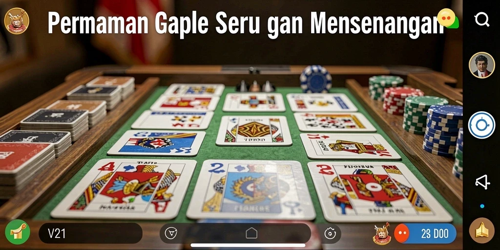 Screenshot gameplay V21 menampilkan suasana seru permainan Gaple.