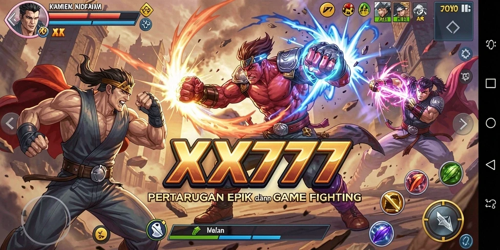 Tampilan gameplay seru pertarungan karakter di XXX777.